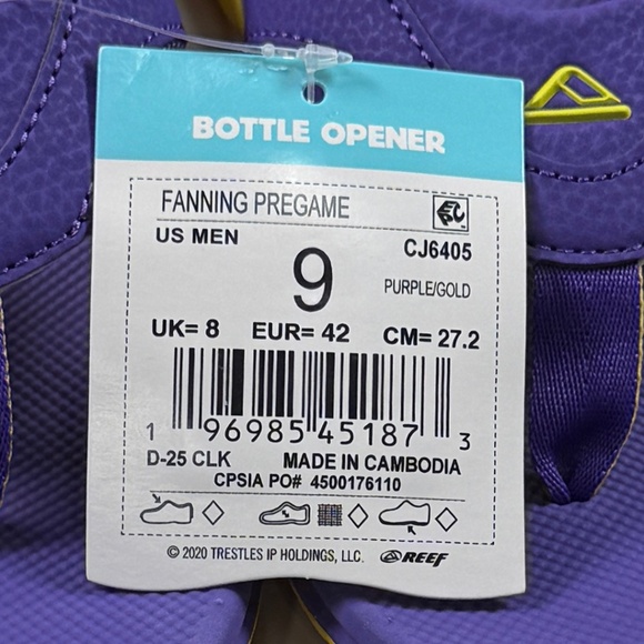 Reef Fanning Pregame / Tailgate Sandals  - NWT Mens 9 Purple / Gold  #48770-FL5*